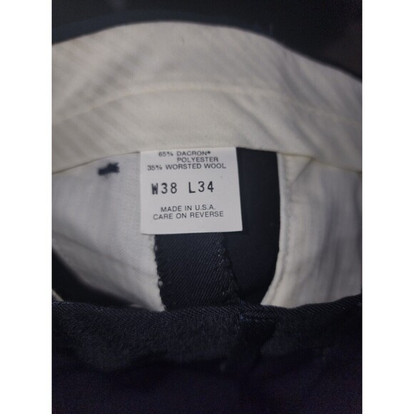 Dockers Men’s Navy Blue Pleated Front Dress Pants Slacks 38x34 Poly Wool Blend - Picture 2 of 6